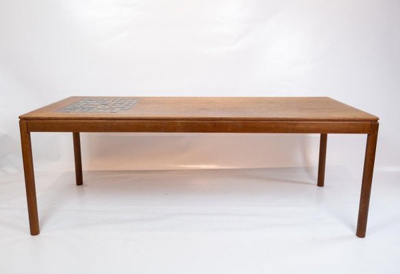 Danish Teak Coffee Table with Brown Ceramic Tiles, 1960s-UY-838863