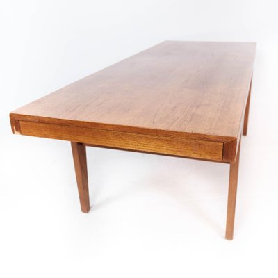 Danish Teak Coffee Table with Drawer, 1960s-UY-999236