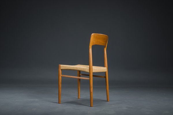 Danish Teak Dining Chair with Wicker by Henning Kjaernulf for Koruo Stolefabrik, 1960s-ZZH-1739643