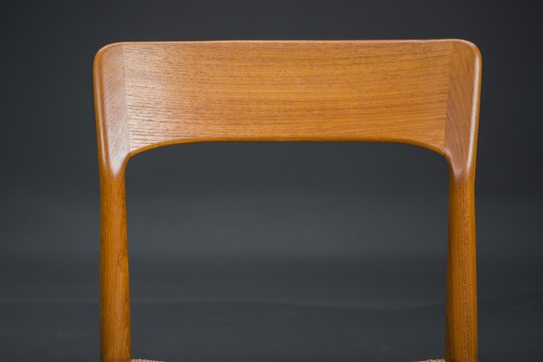 Danish Teak Dining Chair with Wicker by Henning Kjaernulf for Koruo Stolefabrik, 1960s-ZZH-1739643