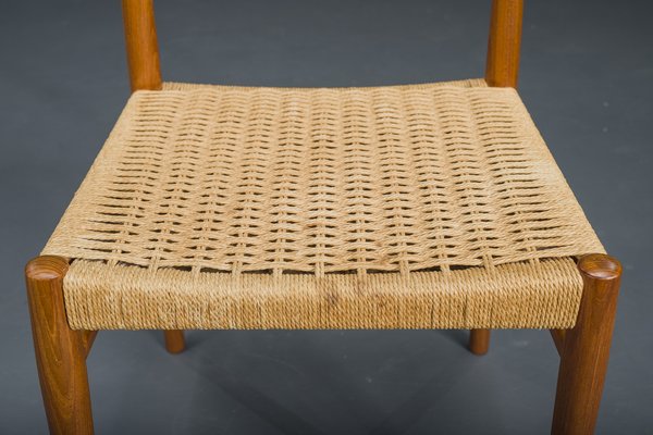 Danish Teak Dining Chair with Wicker by Henning Kjaernulf for Koruo Stolefabrik, 1960s-ZZH-1739643