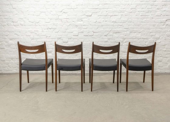 Danish Teak Dining Chairs with Black Leatherette Seats, 1960s, Set of 4-IXC-1759604