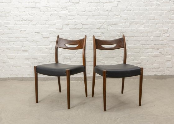 Danish Teak Dining Chairs with Black Leatherette Seats, 1960s, Set of 4-IXC-1759604