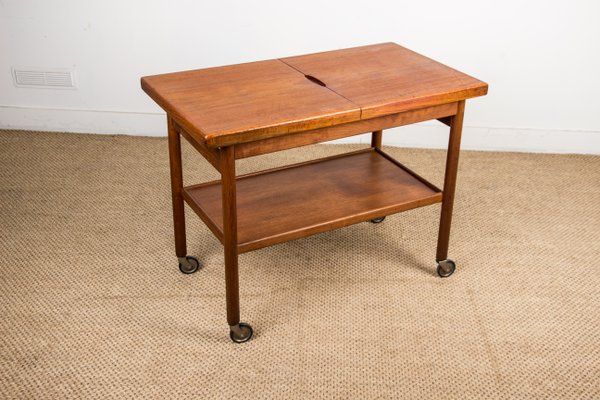 Danish Teak Extendable 2-Tier Serving Trolley, 1960s-EMB-875382