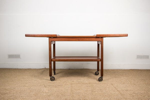 Danish Teak Extendable 2-Tier Serving Trolley, 1960s-EMB-875382