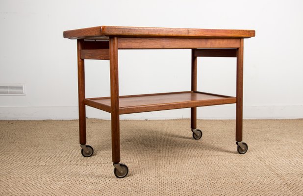 Danish Teak Extendable 2-Tier Serving Trolley, 1960s-EMB-875382