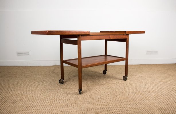 Danish Teak Extendable 2-Tier Serving Trolley, 1960s-EMB-875382