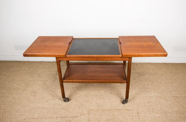 Danish Teak Extendable 2-Tier Serving Trolley, 1960s-EMB-875382