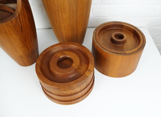 Danish Teak Ice Buckets by Jens Harald Quistgaard for Dansk Designs, 1960s, Set of 4-ZM-1080256