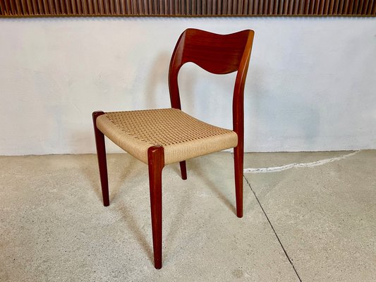 Danish Teak Model 71 Side or Dining Chair with Hand-Woven Paper Cord Seat by Niels O. Møller for J.l. Møllers, 1951-JP-1113254