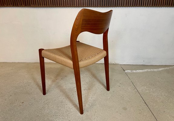 Danish Teak Model 71 Side or Dining Chair with Hand-Woven Paper Cord Seat by Niels O. Møller for J.l. Møllers, 1951-JP-1113254