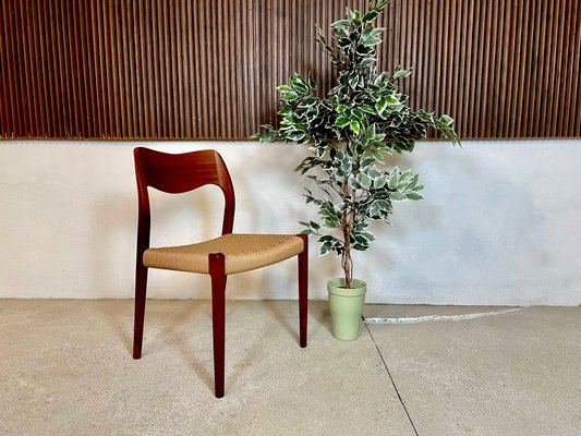 Danish Teak Model 71 Side or Dining Chair with Hand-Woven Paper Cord Seat by Niels O. Møller for J.l. Møllers, 1951-JP-1113254