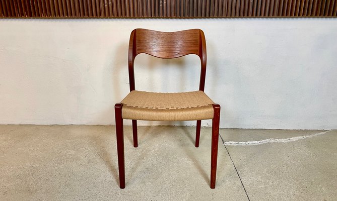 Danish Teak Model 71 Side or Dining Chair with Hand-Woven Paper Cord Seat by Niels O. Møller for J.l. Møllers, 1951-JP-1113254