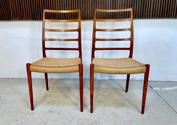 Danish Teak Model 82 Highback Side Chairs by Niels O. Møller, 1960s, Set of 2-JP-1334343