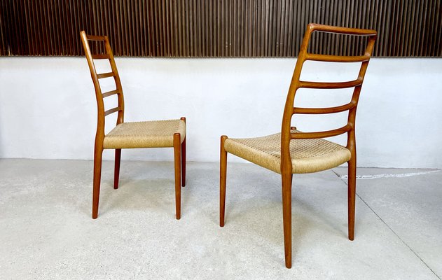 Danish Teak Model 82 Highback Side Chairs by Niels O. Møller, 1960s, Set of 2-JP-1334343