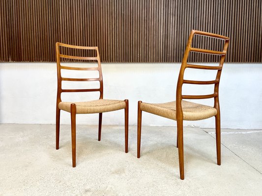 Danish Teak Model 82 Highback Side Chairs by Niels O. Møller, 1960s, Set of 2-JP-1334343