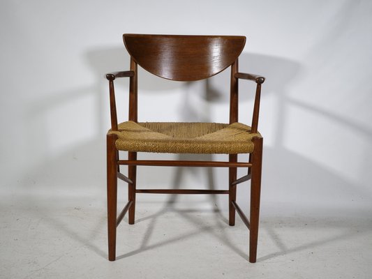 Danish Teak Model No. 317 Armchair with Paper Cord Armrests by Peter Hvidt & Orla Molgaard-Nielsen for Soborg Mobelfabrik, 1960s-LVS-1820568