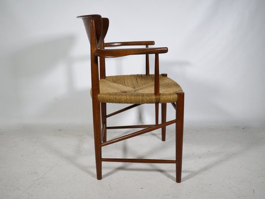 Danish Teak Model No. 317 Armchair with Paper Cord Armrests by Peter Hvidt & Orla Molgaard-Nielsen for Soborg Mobelfabrik, 1960s-LVS-1820568