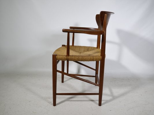 Danish Teak Model No. 317 Armchair with Paper Cord Armrests by Peter Hvidt & Orla Molgaard-Nielsen for Soborg Mobelfabrik, 1960s-LVS-1820568