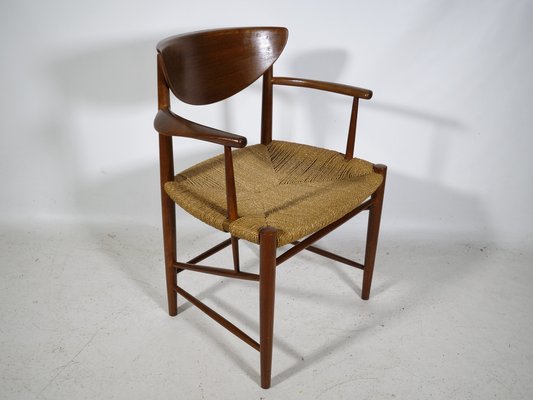 Danish Teak Model No. 317 Armchair with Paper Cord Armrests by Peter Hvidt & Orla Molgaard-Nielsen for Soborg Mobelfabrik, 1960s-LVS-1820568