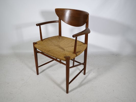 Danish Teak Model No. 317 Armchair with Paper Cord Armrests by Peter Hvidt & Orla Molgaard-Nielsen for Soborg Mobelfabrik, 1960s-LVS-1820568