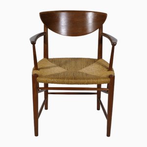 Danish Teak Model No. 317 Armchair with Paper Cord Armrests by Peter Hvidt & Orla Molgaard-Nielsen for Soborg Mobelfabrik, 1960s-LVS-1820568