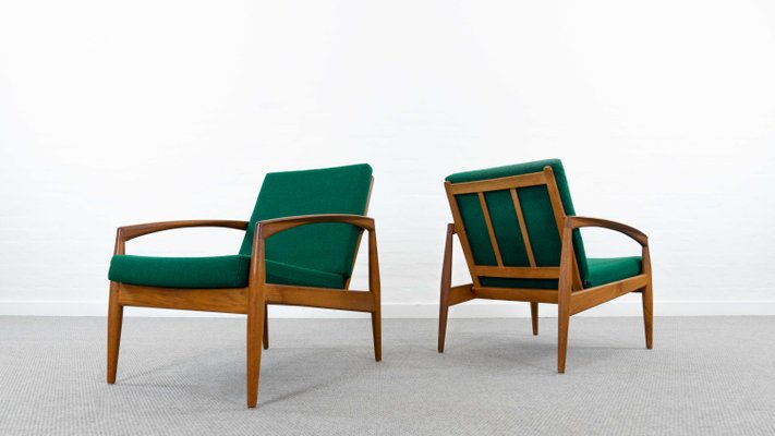 Danish Teak Paper Knife Armchair by Kai Kristiansen for Magnus Olesen, Set of 2-EE-1273047