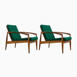 Danish Teak Paper Knife Armchair by Kai Kristiansen for Magnus Olesen, Set of 2-EE-1273047