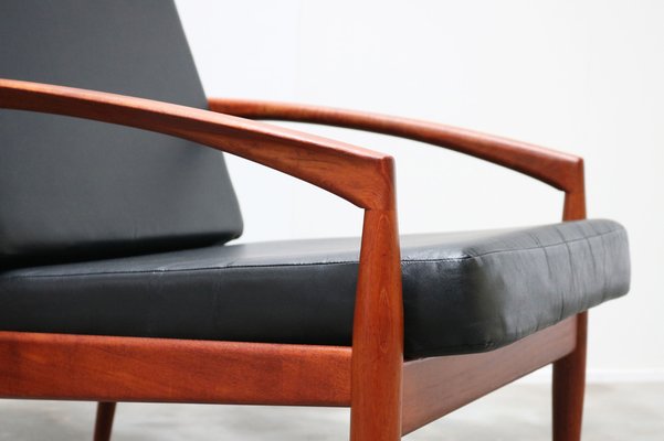 Danish Teak Paper Knife Lounge Chairs in Black by Kai Kristiansen for Magnus Olesen, Set of 2-WIP-986797