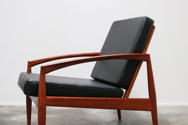 Danish Teak Paper Knife Lounge Chairs in Black by Kai Kristiansen for Magnus Olesen, Set of 2-WIP-986797