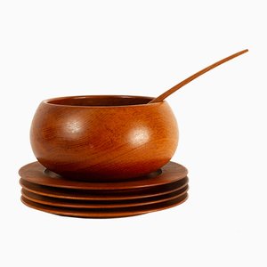 Danish Teak Plates and Bowl from Wiggers and Jens Quistgaard, 1960s, Set of 6-WIX-572424