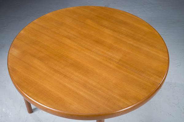 Danish Teak Round Folding Dining Table, 1960s-ZZH-1317851