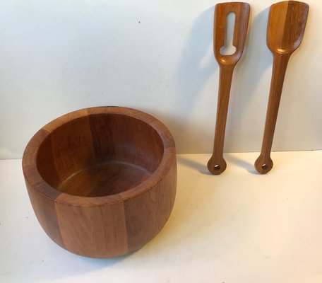 Danish Teak Salad Bowl and Servers Set by Richard Nissen for Nissen, 1960s, Set of 3-LCR-676030