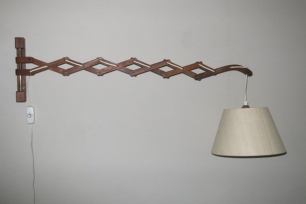 Danish Teak Scissor Articulated Wall Light by Erik Hansen, 1960s-ED-1806046