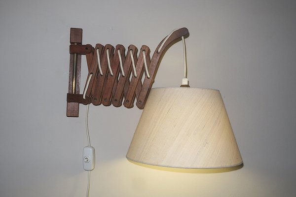 Danish Teak Scissor Articulated Wall Light by Erik Hansen, 1960s-ED-1806046