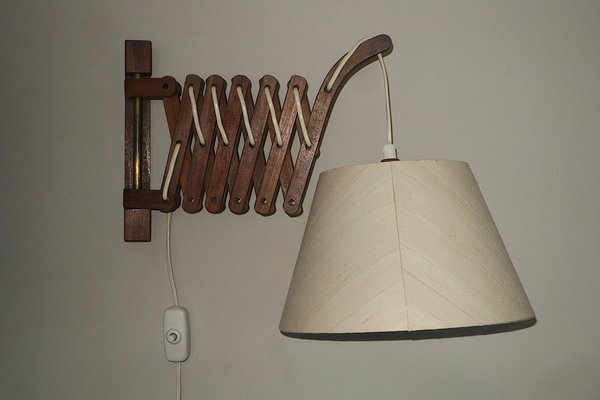 Danish Teak Scissor Articulated Wall Light by Erik Hansen, 1960s-ED-1806046