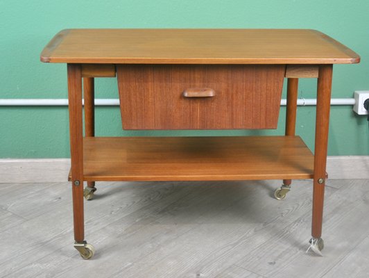 Danish Teak Sewing Box with Sliding Drawer, 1960s-ROJ-2040375