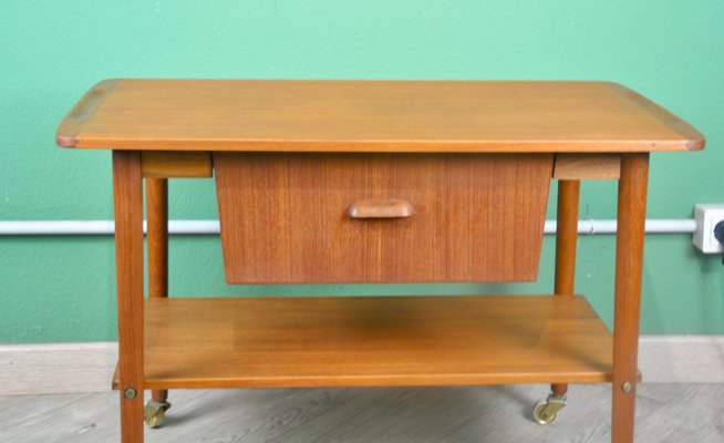 Danish Teak Sewing Box with Sliding Drawer, 1960s-ROJ-2040375