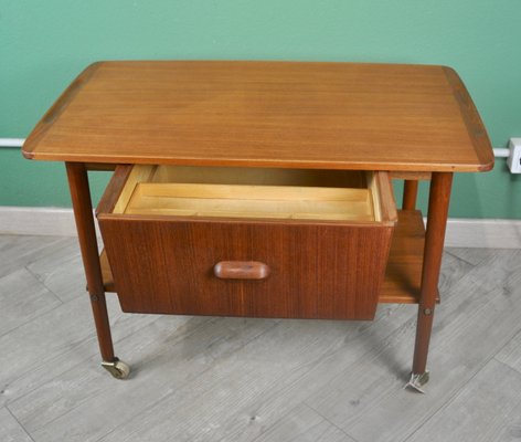 Danish Teak Sewing Box with Sliding Drawer, 1960s-ROJ-2040375