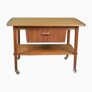 Danish Teak Sewing Box with Sliding Drawer, 1960s-ROJ-2040375