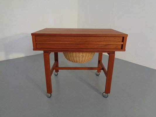 Danish Teak Sewing Table on Wheels, 1960s-RDW-888713