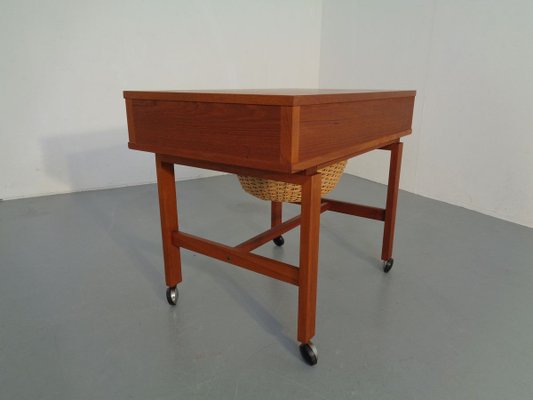 Danish Teak Sewing Table on Wheels, 1960s-RDW-888713