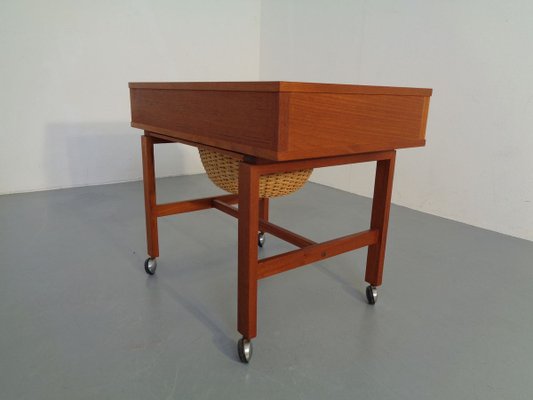 Danish Teak Sewing Table on Wheels, 1960s-RDW-888713