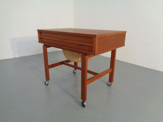 Danish Teak Sewing Table on Wheels, 1960s-RDW-888713