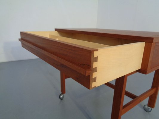 Danish Teak Sewing Table on Wheels, 1960s-RDW-888713