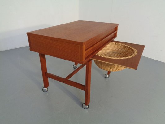 Danish Teak Sewing Table on Wheels, 1960s-RDW-888713