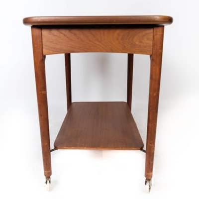 Danish Teak Side Table on Wheels, 1960s-UY-999238