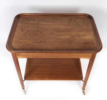 Danish Teak Side Table on Wheels, 1960s-UY-999238