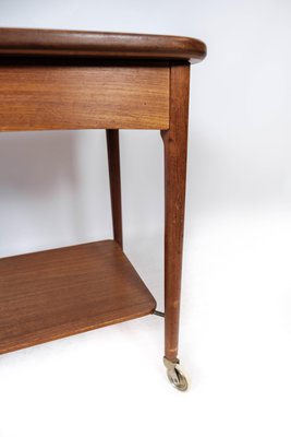 Danish Teak Side Table on Wheels, 1960s-UY-999238