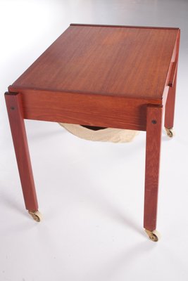 Danish Teak Side Table with Drawers on Wheels, 1960s-EZZ-592507